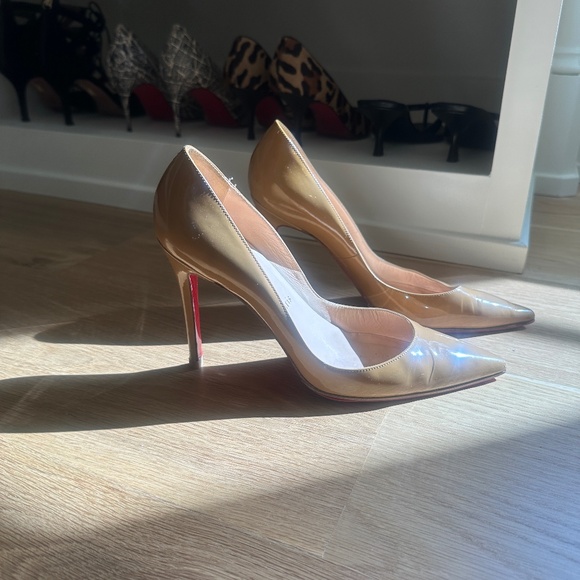 Christian Louboutin Shoes - Christian Louboutain Beige Patent Leather High Heels